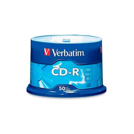 Verbatim Americas Verbatim CD-R Discs, 94691, 52x, 700MB/80Min, Branded, Spindle, 50/Pk 94691
